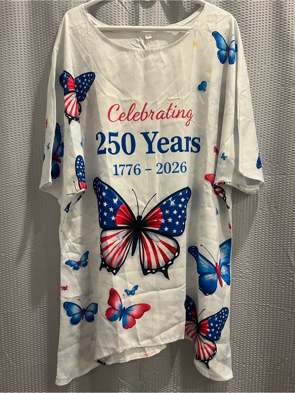 White Celebrating 250 Years Butterfly Graphic Blouse